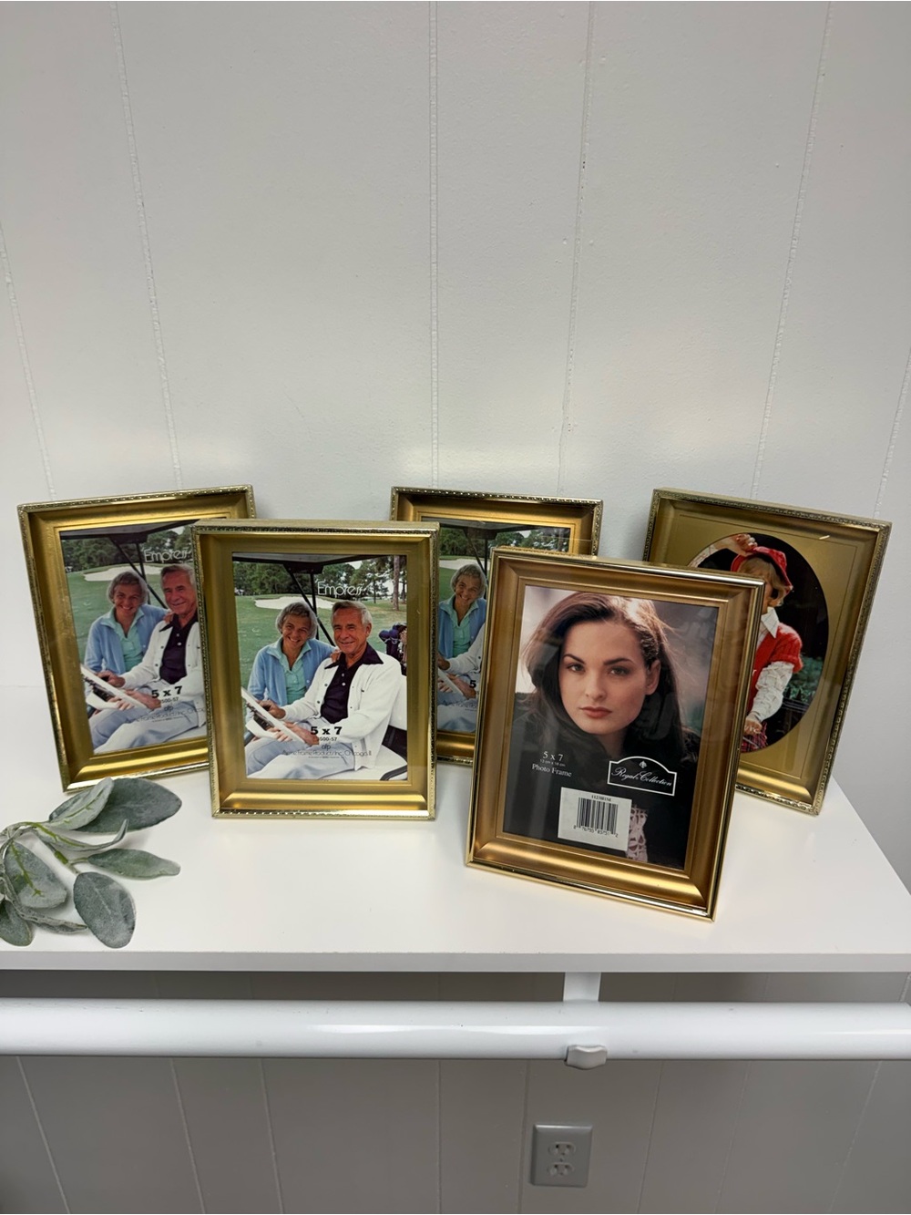 Vintage Collection of 5x7 Goldtone Metal Photo Frames (Set of 5)